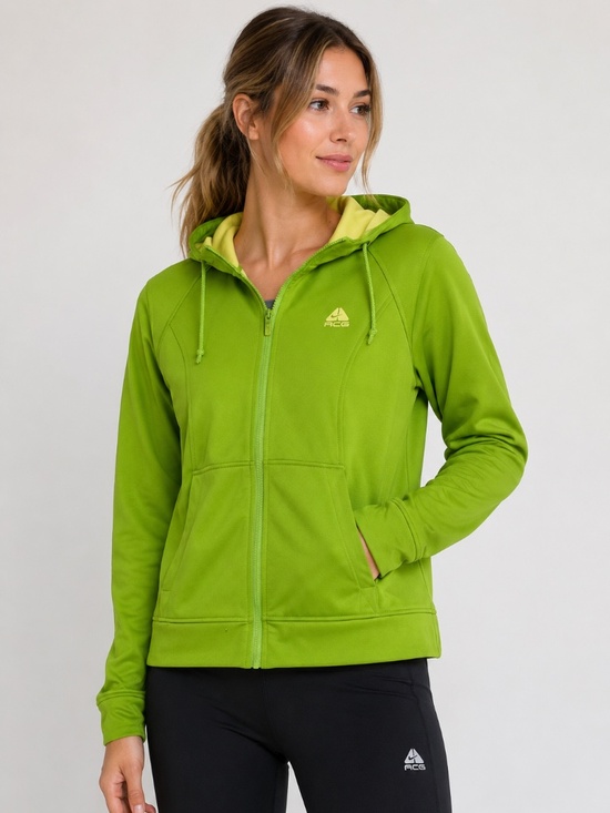 Nike ACG Jackets & Blazers - Nike ACG Full Zip Hoodie Jacket Lime Green Women's LG Dri-FIT Outdoor Zip Up